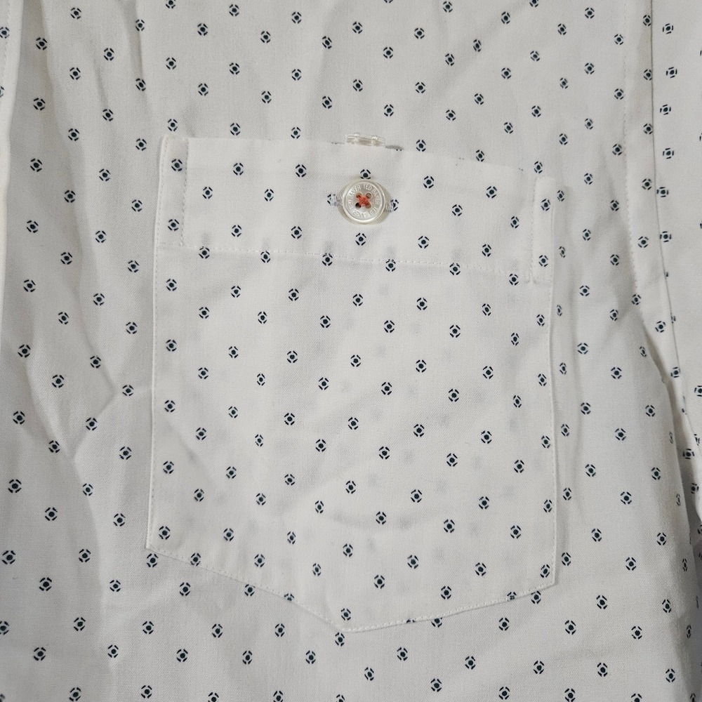 Ted Baker London Short Sleeve Geometric Button Down Shirt White Mens Size 3 - Picture 2 of 7